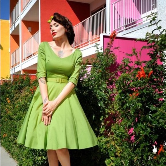 Havana Nights Dress Olive Pinup Girl Clothing - Picture 1 of 5